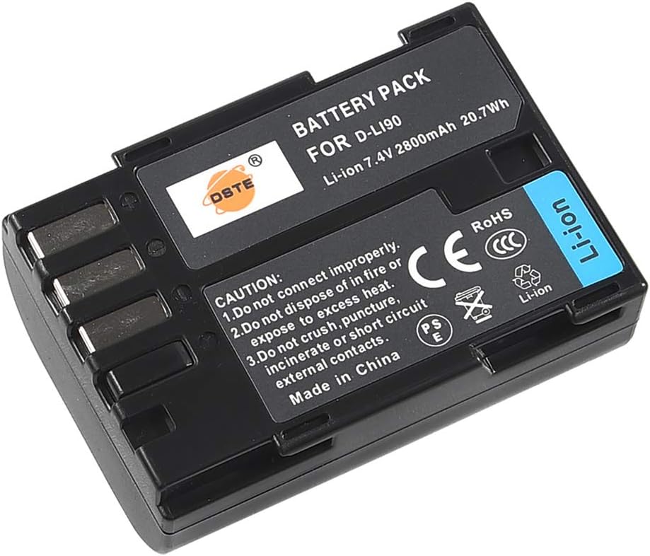DSTE®（2 Pack） Ersatz Batterie und DC93E Reise Ladegerät Compatible für Pentax D-LI90 K-01 K-3 K-3II