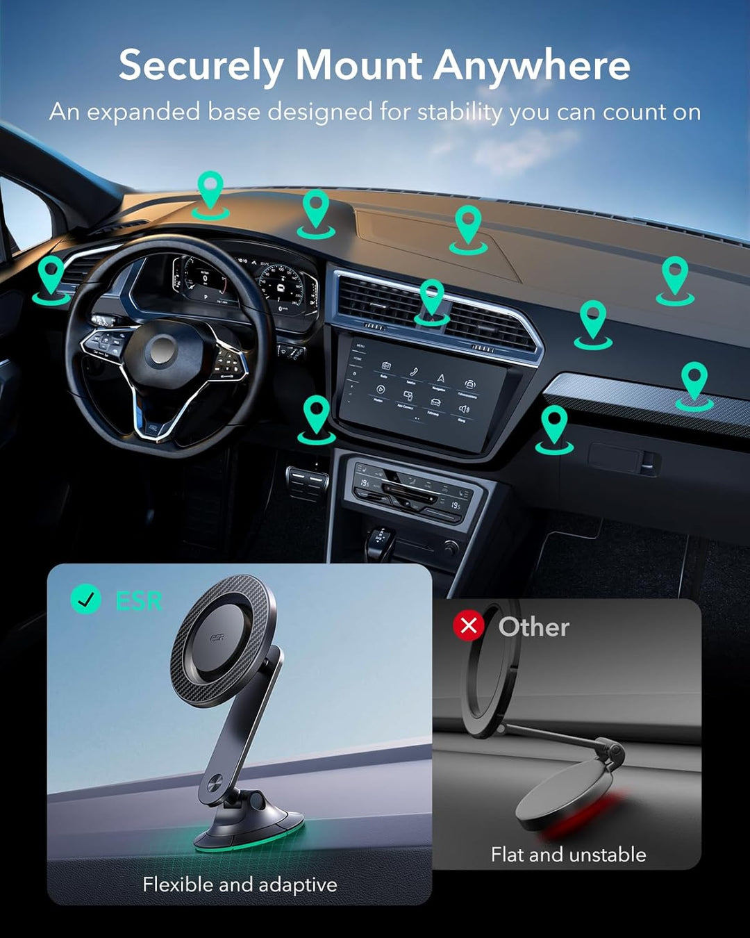 ESR Handyhalterung Auto für MagSafe Autohalterung, 360° Rotation, verbesserte Armaturenbrett Magnet