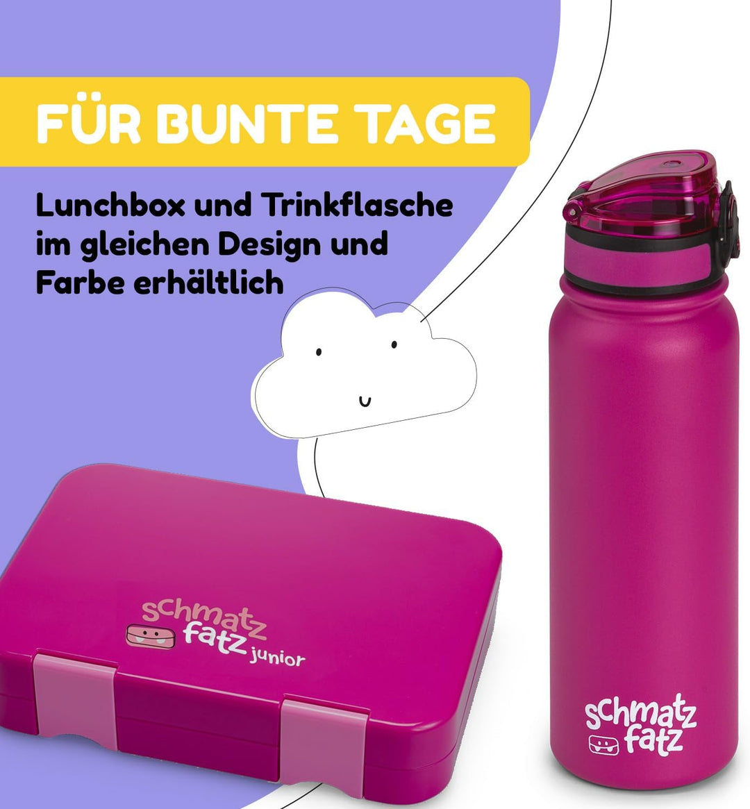 Schmatzfatz Trinkflasche Kinder Auslaufsicher, 550ml Edelstahl-Trinkflasche für Schule & Kindergarte