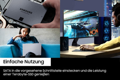 Samsung 870 QVO SATA III 2,5 Zoll SSD, 1 TB, 560 MB/s Lesen, 530 MB/s Schreiben, Interne SSD, schnel