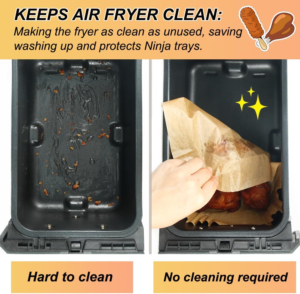 200PCS Backpapier für Heissluftfritteuse, Air Fryer Zubehör für Ninja SL400EU/AF400EU/AF451EU Foodi