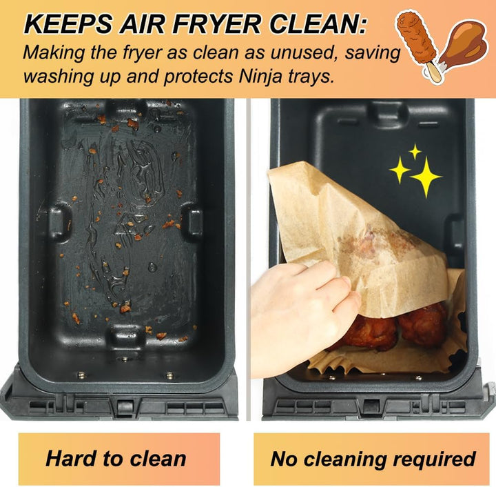200PCS Backpapier für Heissluftfritteuse, Air Fryer Zubehör für Ninja SL400EU/AF400EU/AF451EU Foodi