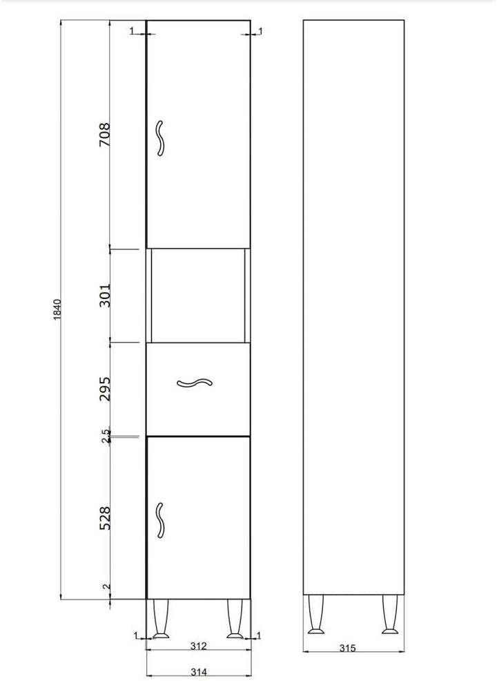 KIAMAMI VALENTINA Standsäule für Badezimmer glänzend weiss h 198 cm | Easy