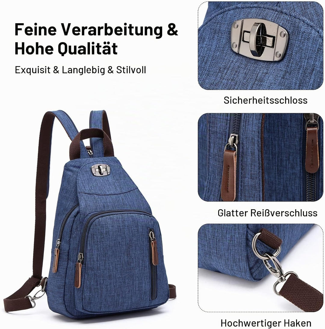 FANDARE Retro Brusttasche Sling Bag Klein Rucksack Schulranzen Umhängetasche Schulrucksack Sporttasc
