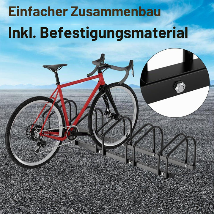 Fahrradständer Boden für 4 Fahrräder, 30cm Radabstand 35-55mm Reifenbreite rostfreier Stahl selbstsi