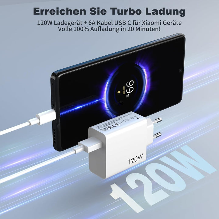 120W USB Ladegerät für Xiaomi 13 Pro 12T Pro 11T Pro Redmi Note 12 Pro+ 11 Pro+ 5G, Turbo Hyper Char
