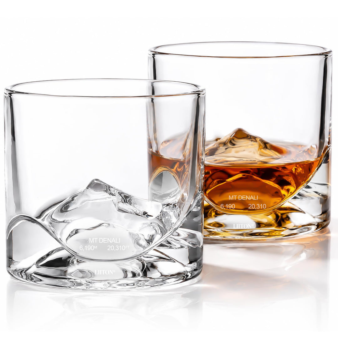 LIITON Exklusiv Whisky Gläser Set Denali 2-teilig aus Kristallglas, Tumblergläser, Geschenke für Män