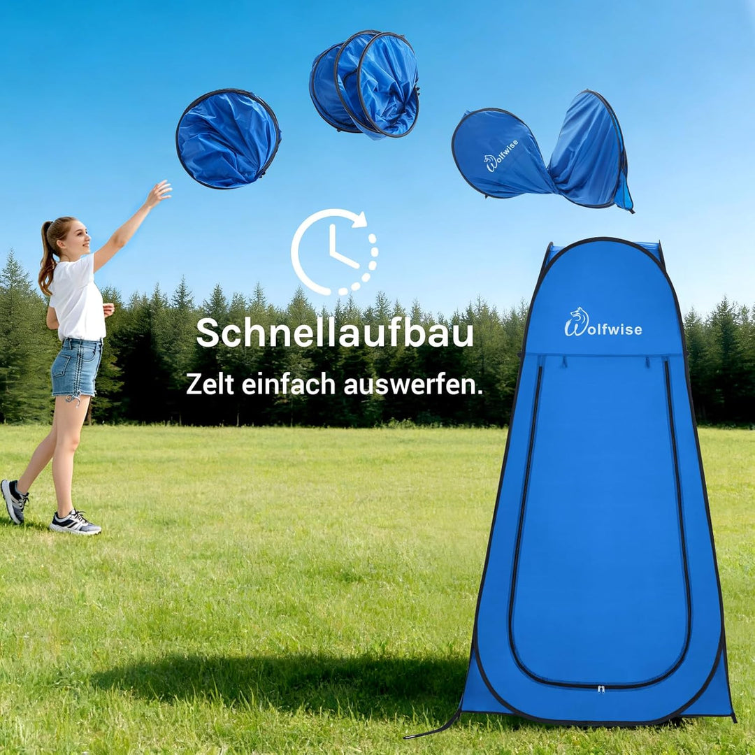 WolfWise Pop-Up Duschzelt Camping & Umkleidezelt – Kompakt & Leicht 2kg mit Tasche, Schneller Aufbau