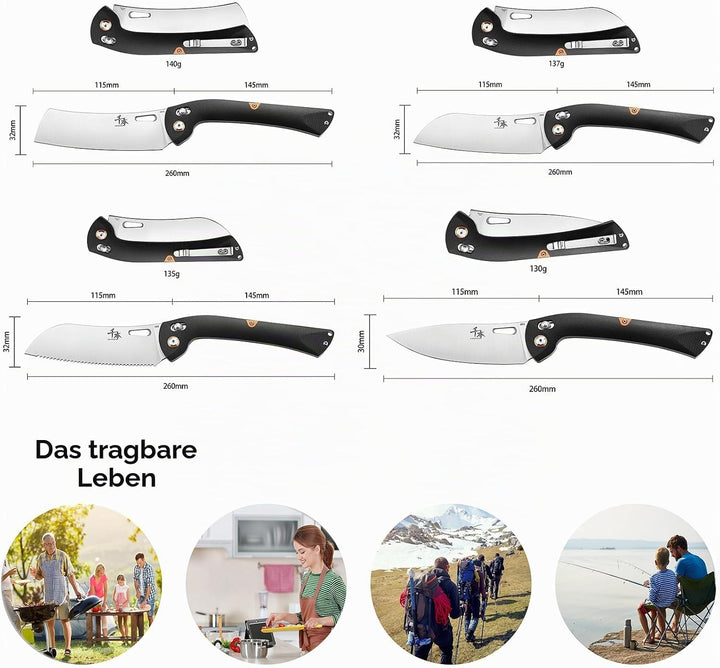 SENBON 440 Sharp Falten Chef Messer G10 Griff Obst Messer Camping Outdoor Back Clip Portable Obst Kü