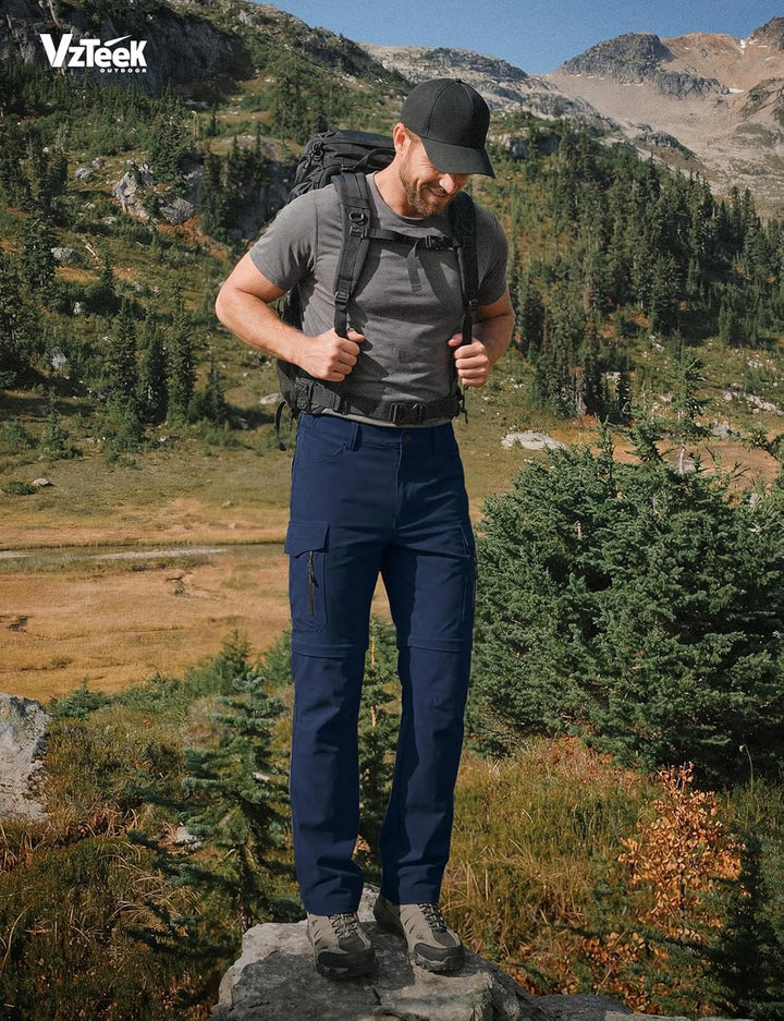 Vzteek Herren Wanderhose Zip Off Trekkinghose Outdoorhose Sommer Softshell Stretch Hose Kurz für Wan