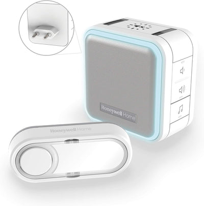 Honeywell Home DC515SP2 Serie 5 kompakter Einsteck-LED-Gong mit Klingeltaster (weiss) Einsteck - qua