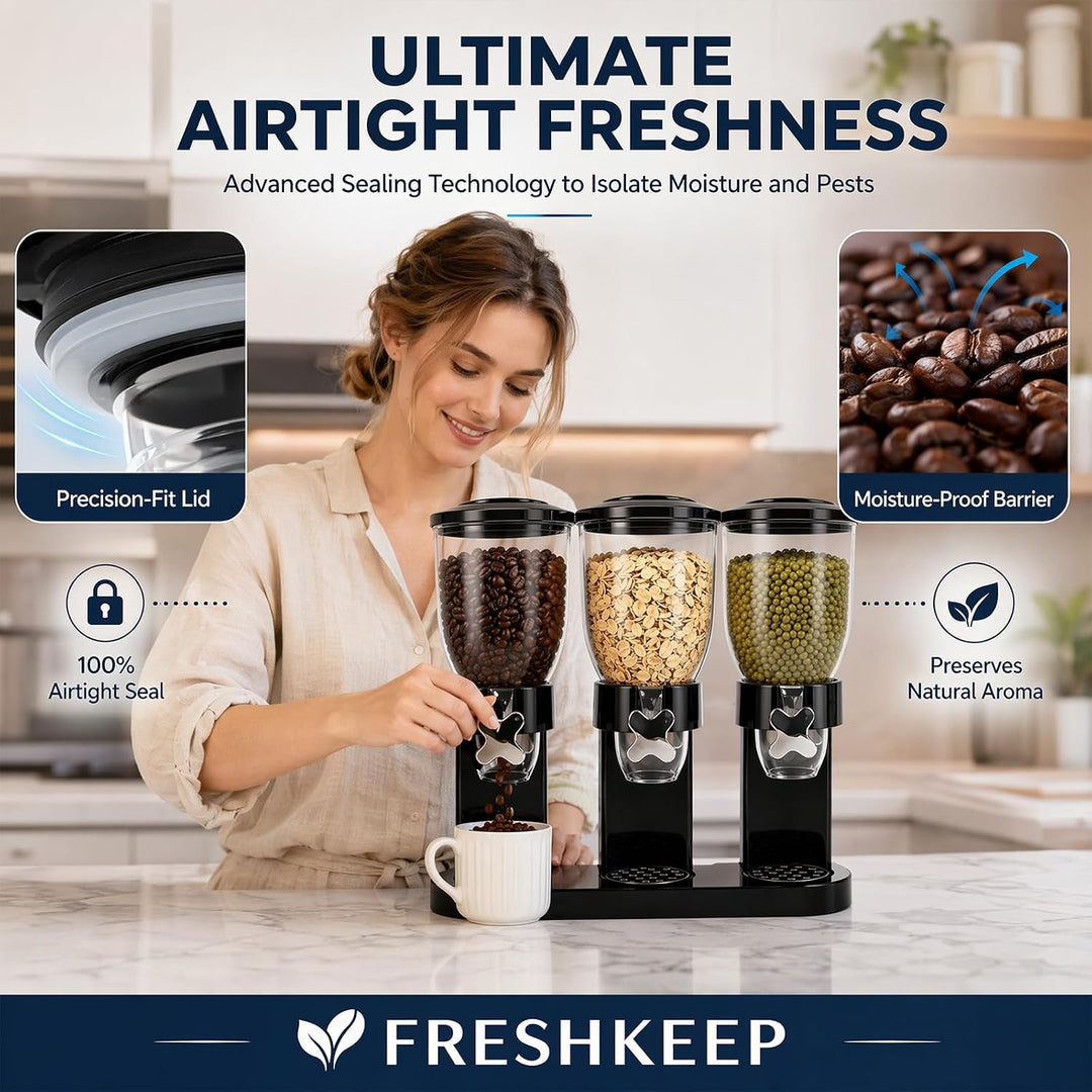 Cereal Dispenser Countertop, 2L Lebensmittelspender, Müslispender Luftdichte Behälter für Müsli, Rei