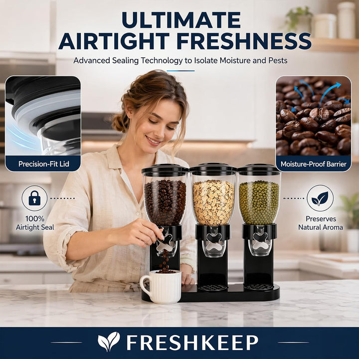 Cereal Dispenser Countertop, 2L Lebensmittelspender, Müslispender Luftdichte Behälter für Müsli, Rei