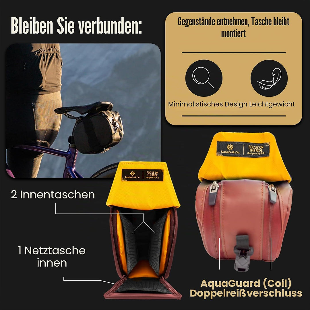 Lumiere &amp; Co. Maximus Magnetische Satteltasche – 17,78 × 10 × 10 cm | Schnellbefestigende Satteltasc