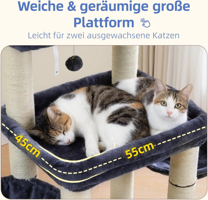 Hey-brother Kratzbaum, Stabil Katzenbaum für grosse Katzen und Maine Coons, mit 8 cm dicken Sisal-Kr