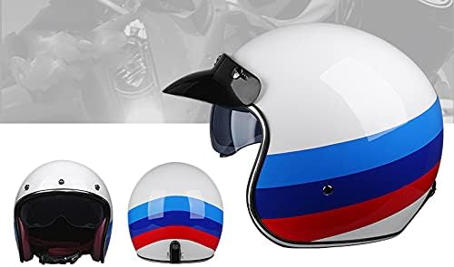 Woljay Retro Motorradhelm 3/4 Jethelm Halbhelme Motorrad Jethelm mit Schild Sonnenblende für Männer