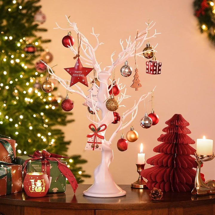 Inweder Weisser Künstlicher Baum Zweigbaum - 58cm Hoch Weihnachtsbaum für Tischdekoration Baum Anzei