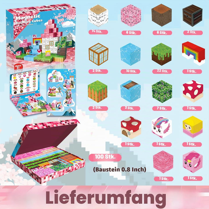 Annexfun Magnetische Bausteine Magnetische Bauwelt Baue Mine traumhafte Einhorn Magnet Welt 100 Stüc