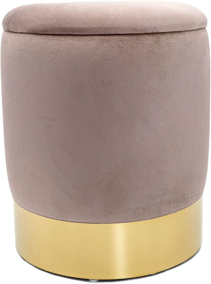 casamia Samthocker mit Stauraum Ø 31 H 38 cm Deko Hocker Samt Verlour Hocker Gold Hocker Schminktisc