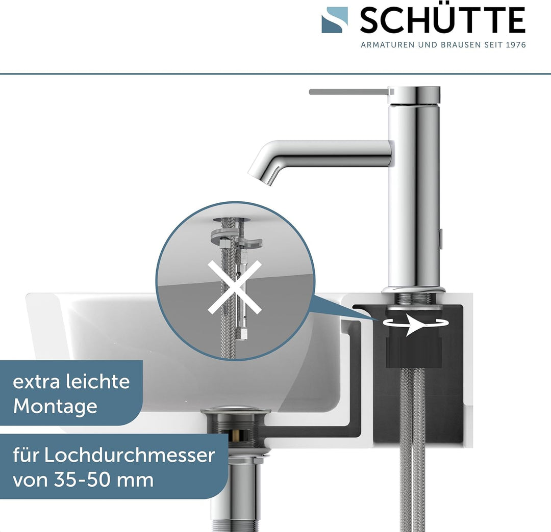 SCHÜTTE Waschtischarmatur LOS ANGELES 33100, Wasserhahn Bad mit Ablaufgarnitur, Armatur Badezimmer,