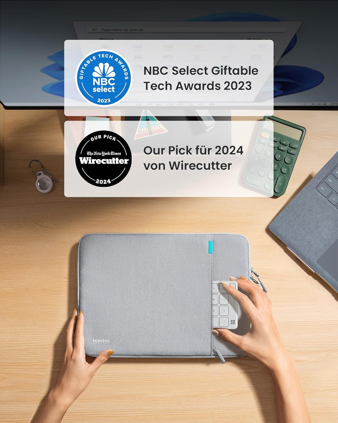 tomtoc 360° Tasche Hülle für 15,6 Zoll Acer Aspire 5/Nitro 5, 15.6 Lenovo IdeaPad, HP Pavilion/Envy,