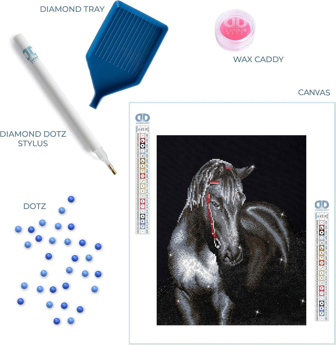 DIAMOND DOTZ DD10.012 - Original 5D Diamond Painting Set Schwarzes Pferd, Kreativset mit 16.797 Diam
