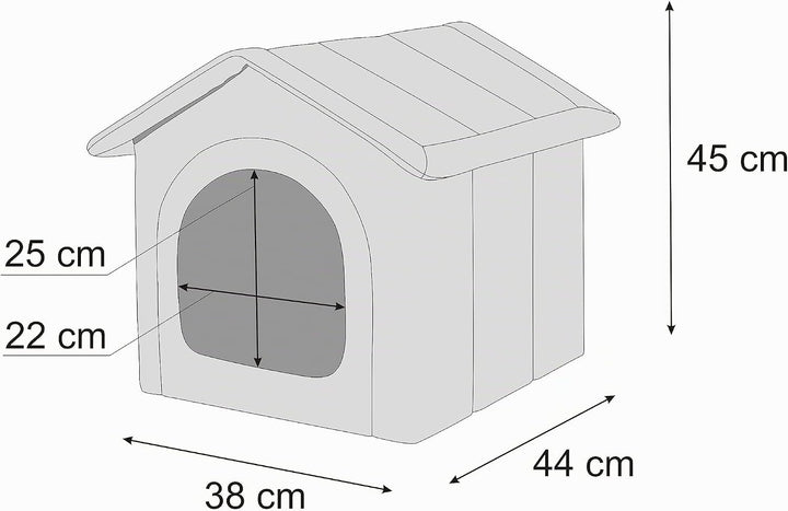 Hundehütte Hundehöhle Hundebett Hundehaus Katzenhöhle mittle M - 44x38 cm hellgrau mit schwarz M - 4