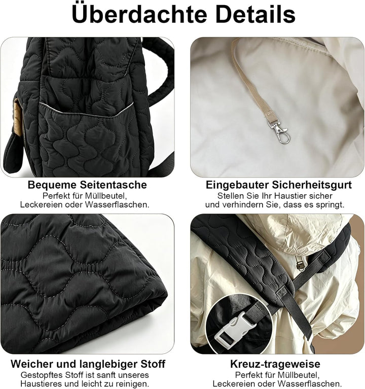 Hundetragetasche Bis 10 Kg, Freihändige Front Hunderucksack mit Verstellbarem Gurt, Bequeme Hunde Tr