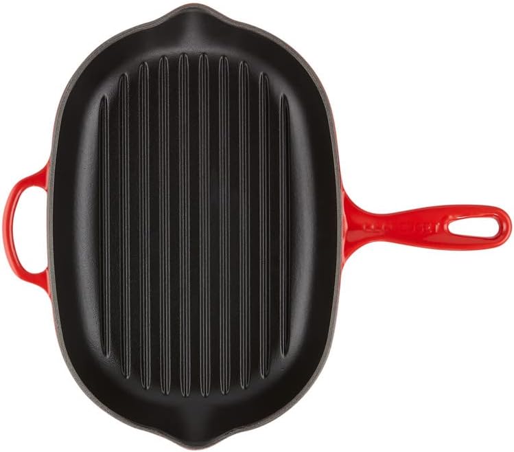 Le Creuset Signature Ovale Grillpfanne aus Gusseisen, mit Hilfsgriff und zwei Ausgiessern, für alle