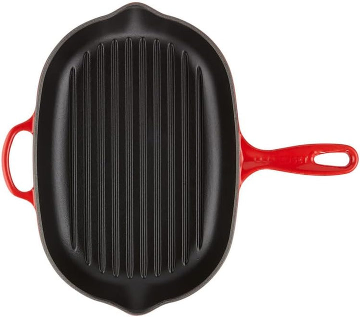 Le Creuset Signature Ovale Grillpfanne aus Gusseisen, mit Hilfsgriff und zwei Ausgiessern, für alle