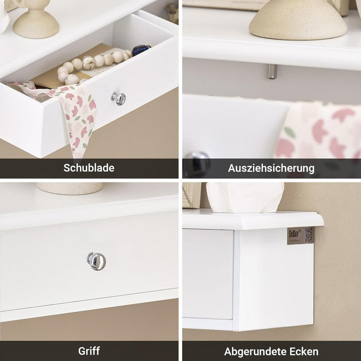 SoBuy FRG43-W Wandschrank Badezimmerschrank Hängeregal Wandregal Wandgarderobe mit 2 Schubladen Häng