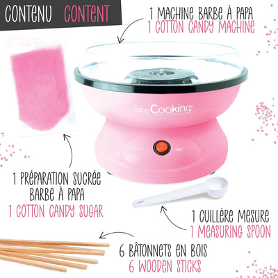 ScrapCooking 3900 Zuckerwattemaschine Cotton Candy Factory Ø 28 cm, Mit Stäbchen, Messlöffel, Süsse