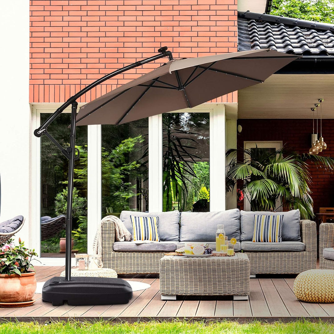 KOMFOTTEU Ampelschirm Ständer mit Rädern, Sonnenschirmständer befüllbar mit 95kg Sand/60L Wasser, Ba