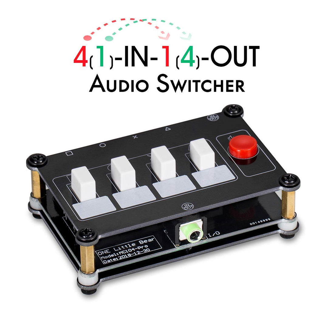 Nobsound Little Bear 4 Wege Audioschalter 3,5-mm Passiv Audio-Umschalter Mini Stereo AUX Audio Wahls