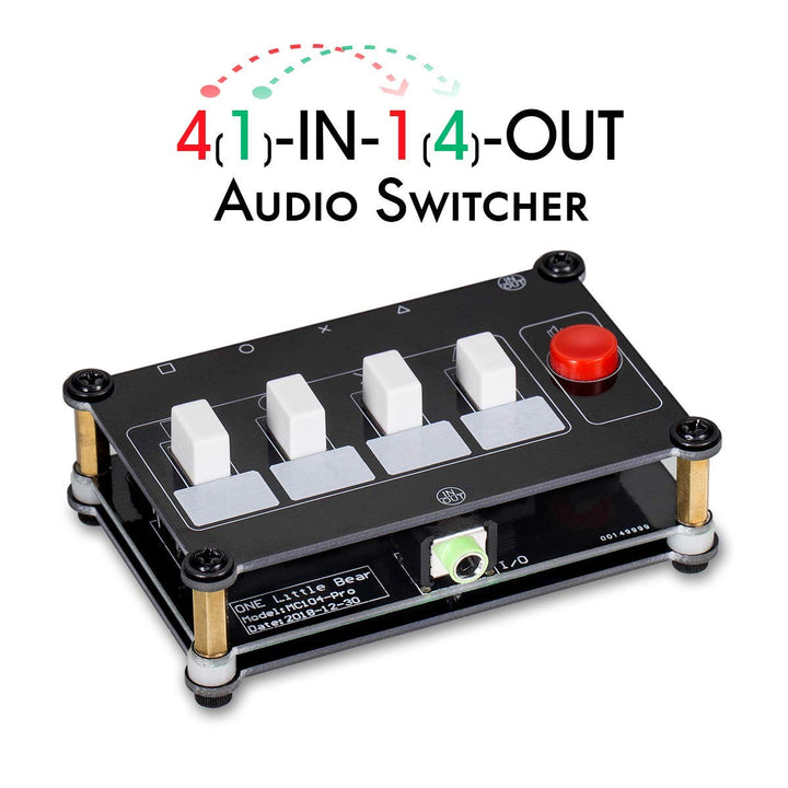 Nobsound Little Bear 4 Wege Audioschalter 3,5-mm Passiv Audio-Umschalter Mini Stereo AUX Audio Wahls
