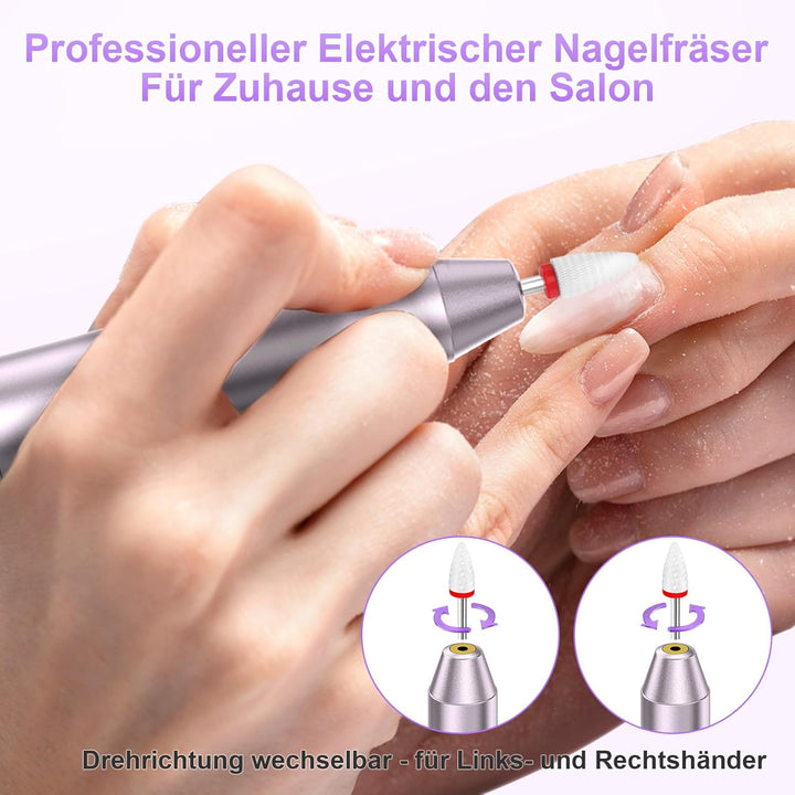 Nagelfräser Kabellose Elektrische Nagelfeile - 35000 U/Min Nagelfräser für Gelnägel, 12 IN 1 Profess