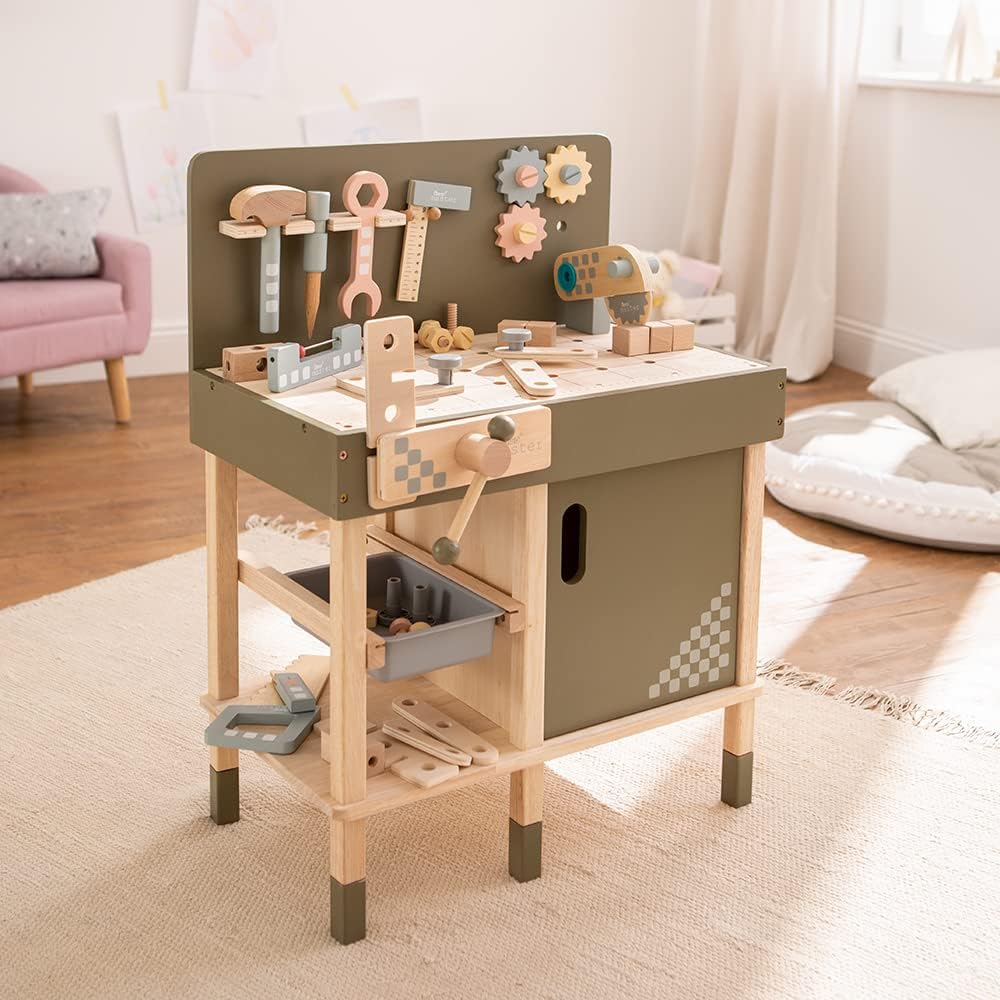 howa Werkbank für Kinder aus Holz mit 47 TLG. Zubehör Kinderwerkbank 4905