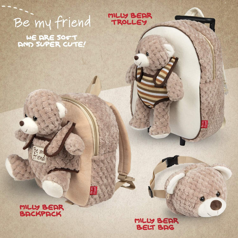 PERLETTI Plüschtier Teddybär Kindergepäck Rucksack für Kinder - Kinderrucksack Abnehmbaren Rädern un