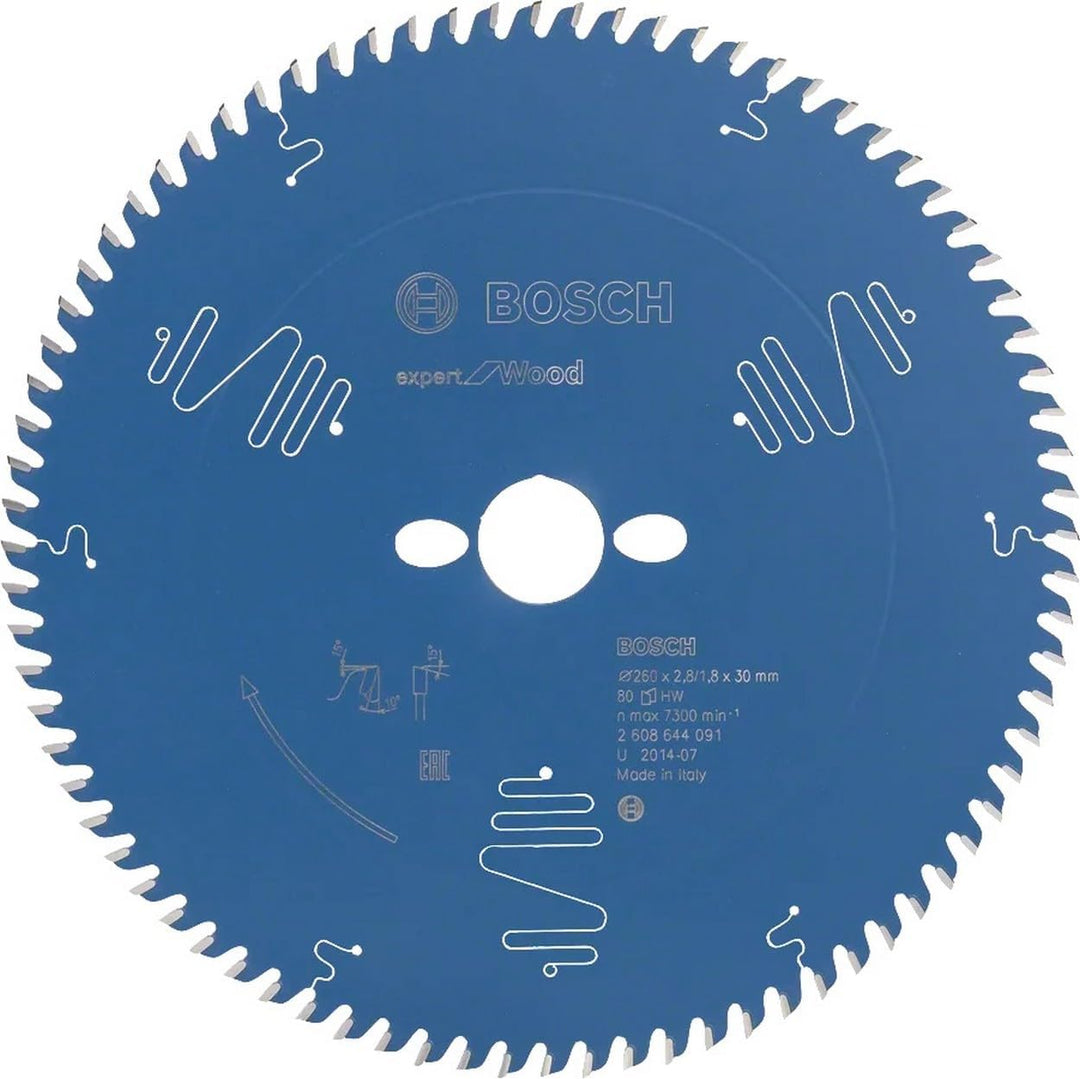 Bosch Professional 1x Kreissägeblatt Expert for Wood (Holz, Sägeblatt Ø 260 x 30 x 2,8 mm, 80 Zähne,