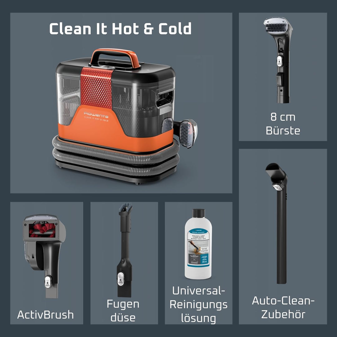 Rowenta Clean It IN7011F0 Hot &amp; Cold Polster-Staubsauger, Flecken- und Teppichreiniger, Leistung 115