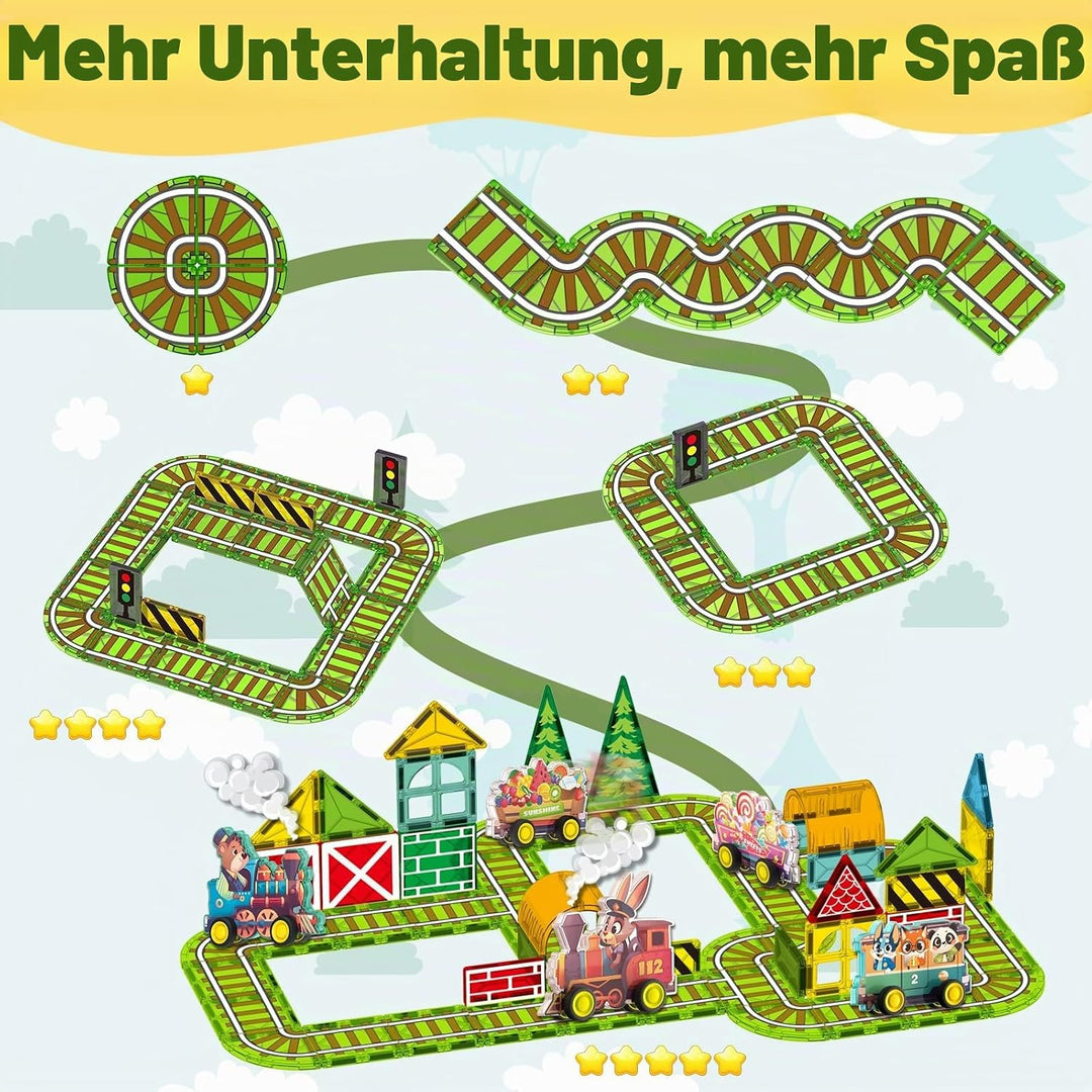 Oriate Rolling Auto Spielzeug Set Magnetische Bausteine, Magnetbausteine Toy für Magnete Kinder, Mag