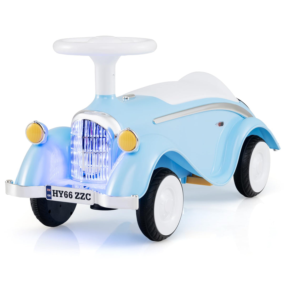 COSTWAY Rutschauto, klassisches Rutschfahrzeug mit Lenkrad & Hupe & LED-Scheinwerfer, Kinderfahrzeug