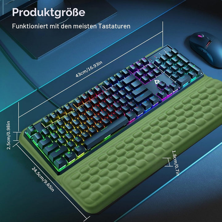 2-in-1 Ergonomische Tastatur Handauflage, Handballenauflage Tastatur mit Weichem Memory-Schaum, Ruts
