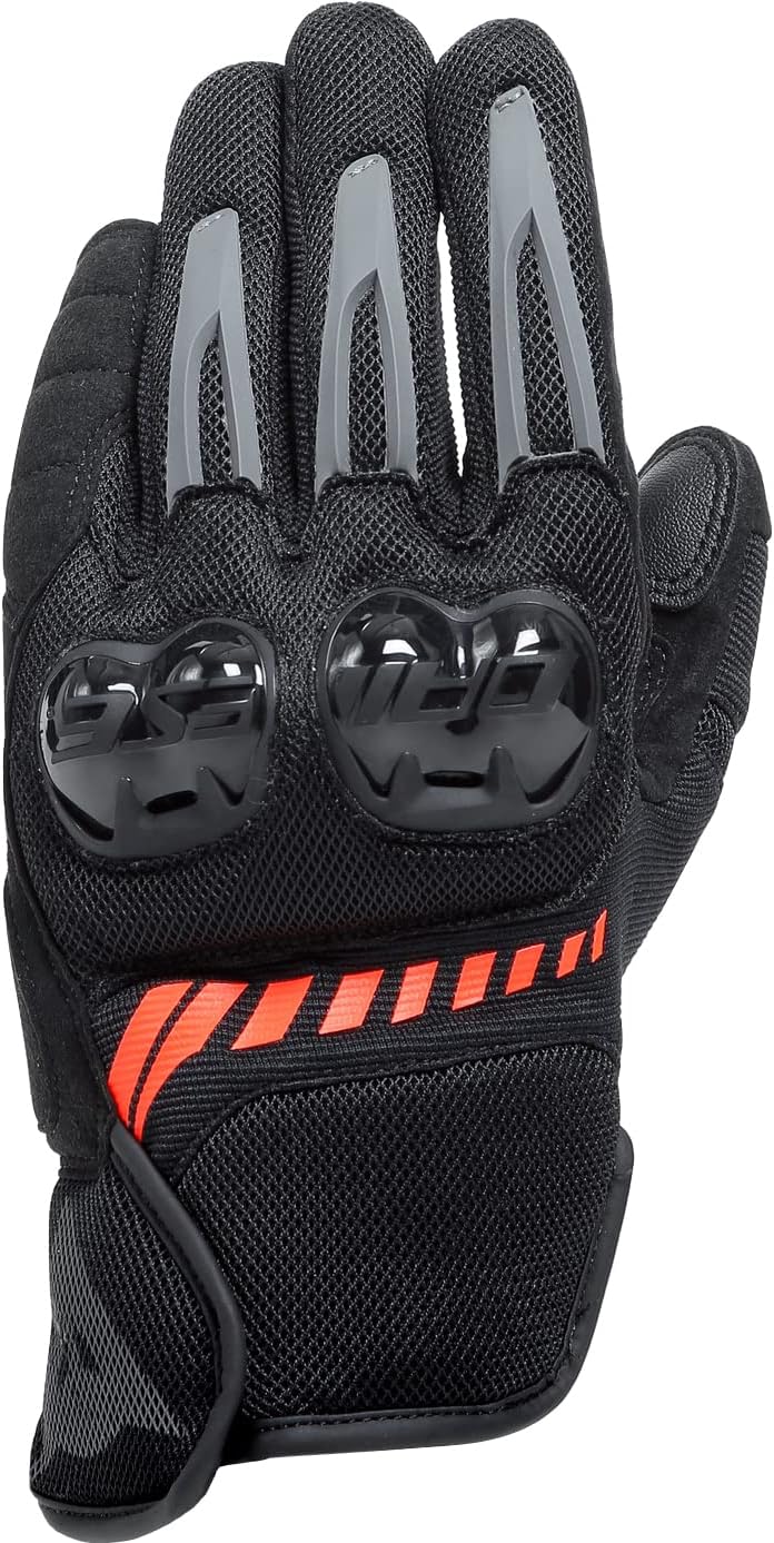 Dainese Mig 3 Air Tex Gloves, Motorradhandschuhe Sommer mit Protektoren, Herren, Schwarz/Fluo-Rot, X