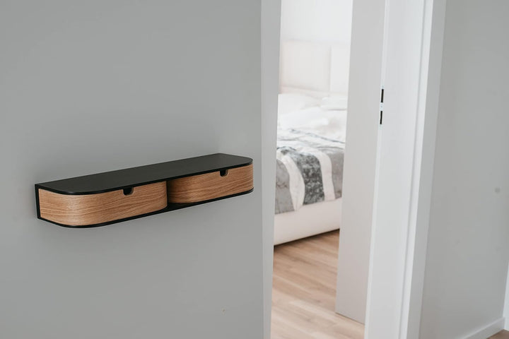 Valiai Schwebendes Regal mit 2 Schubladen - Kleine Wandschubladen Hängend - Schwebendes Wandregal mi