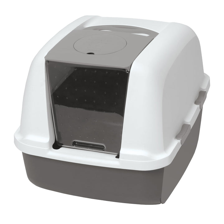 Catit Jumbo Katzentoilette mit Abdeckung, Weiss/Grau Weiss/Grau 1 Stück (1er Pack), Weiss/Grau 1 Stü