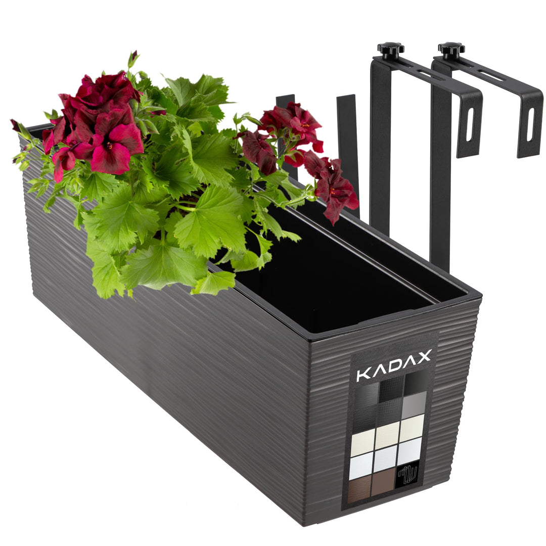 KADAX Blumenkasten aus Kunststoff, 18,5x56 cm, Pflanzkasten mit Einsatz, wetterfester Balkonkasten,