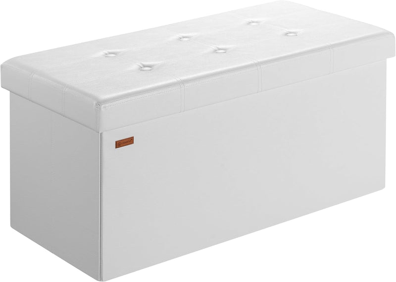 CASARIA® Sitzbank mit Stauraum 80x40x40cm Weiss Faltbar Gepolstert Deckel Kunstleder Stabil 100L Mod