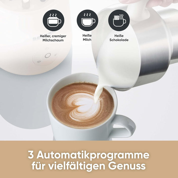SEVERIN SPUMA Lite Design Induktions-Milchaufschäumer, elektrischer Milchschäumer mit Edelstahl-Milc