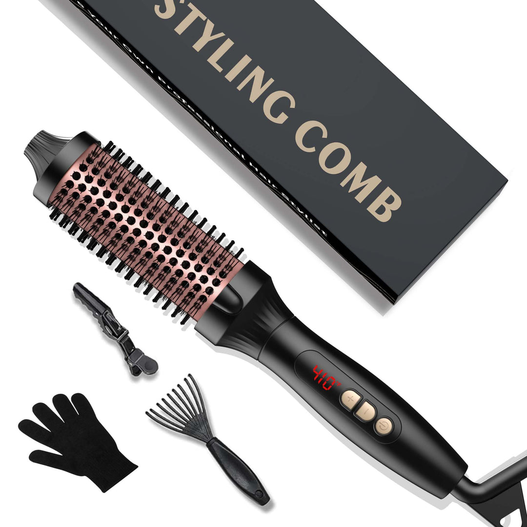 Thermal Brush, Wärmebürste Thermobürste 38mm, UKLISS Rundbürste LCD-Anzeige 120-210℃, Leichte Heat B